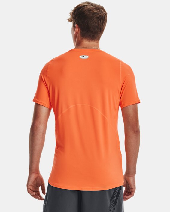 Men's HeatGear® Fitted Short Sleeve, Orange, pdpMainDesktop image number 1